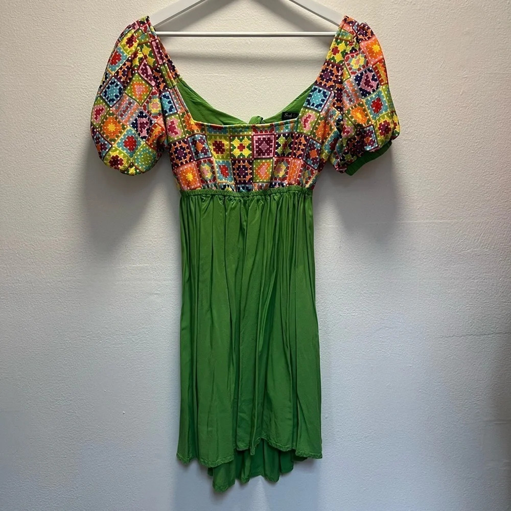Unique Vintage x Smak Parlour Quilt Pattern Babydoll Dress - Picture 6 of 7